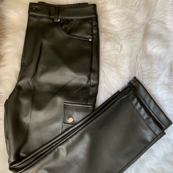 Anthropologie Faux Leather Utility Pants - Picture 2 of 6